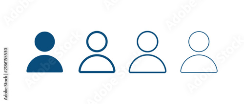 User account profile avatar icon set in blue filled and line stroke thickness variations.