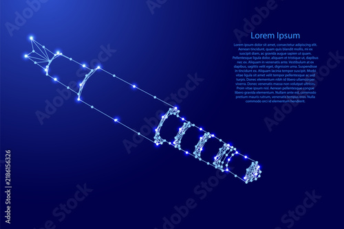 electrical plug from futuristic polygonal blue lines and glowing stars for banner, poster, greeting card