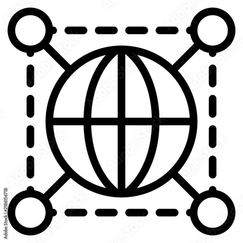 Global connection network outline icon