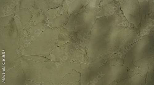 Olive Green Plaster Wall Texture with Cracks
