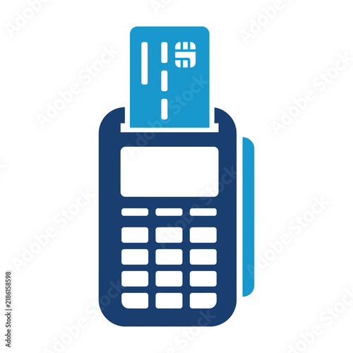 Credit card payment terminal icon for financial transactions with pos terminal