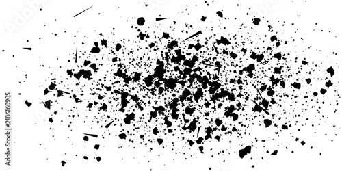 Abstract splatter grunge background, textured chaotic paint splash in black ink, conveying a sense of dynamic energy and artistic expression.