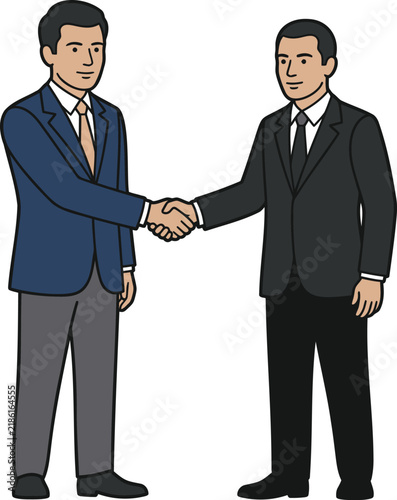 Businessmen Shaking Hands Illustration. Partnership and Agreement Concept in a Flat Vector Design