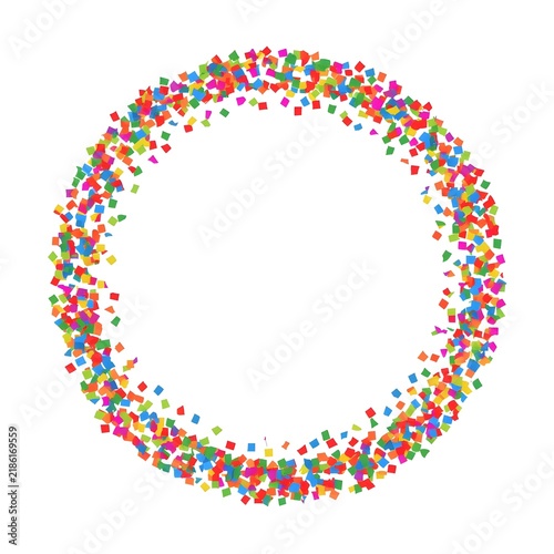 Colorful Confetti Circle Frame Isolated on White Background