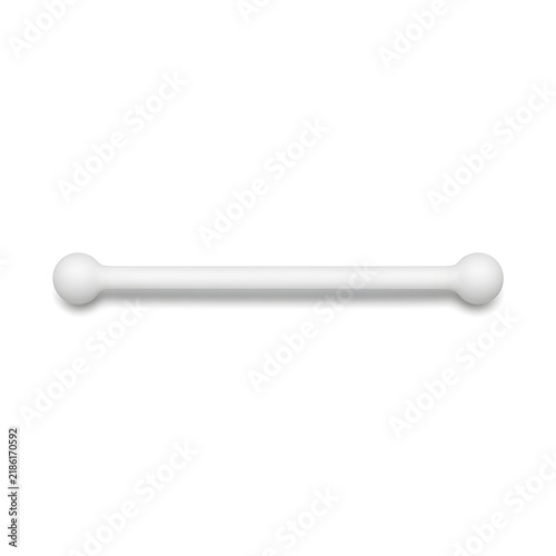 Minimal White Fitness Barbell Handle Isolated on White Background