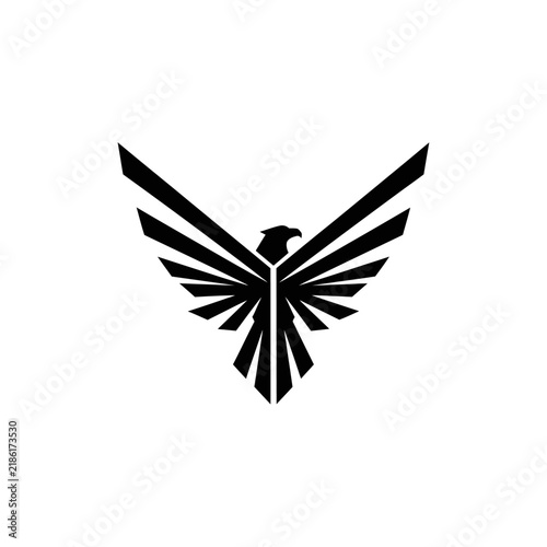 Stylized eagle bird emblem silhouette minimalist vector design