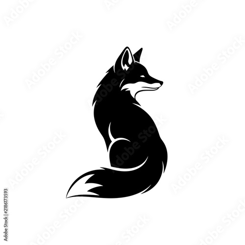 Stylized silhouette of a fox with bushy tail