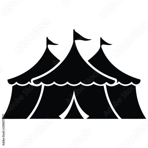 Circus tents amusement park black silhouette vector illustration for festival event.