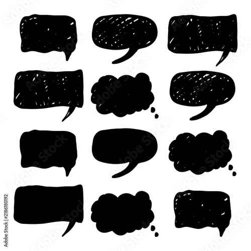 Hand Drawn Comic Speech Bubble Set Vintage Doodle Collection