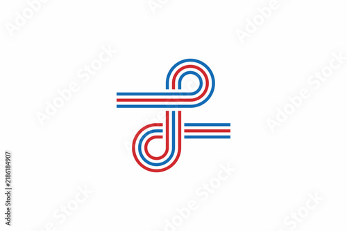 Letter T or Letter P Line Logo 