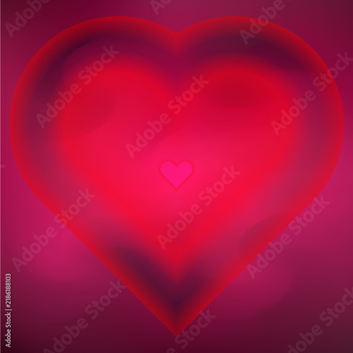 Quadro su tela Glowing red and pink heart abstract background with vibrant light effect for romantic design