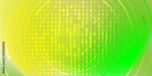 Vibrant Concentric Dot Pattern with Yellow Lime Green Gradient and Abstract Circular Lines.