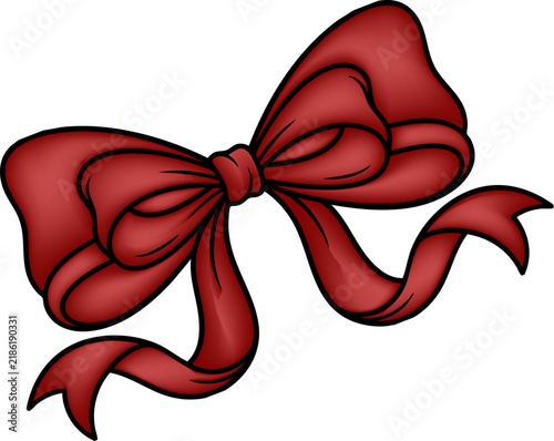 Aesthetic Elegant Decorative Red Ribbon Bow Illustration