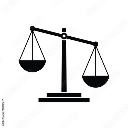 Canvas Print Justice balance scale vector icon isolated on white background for attorney cour