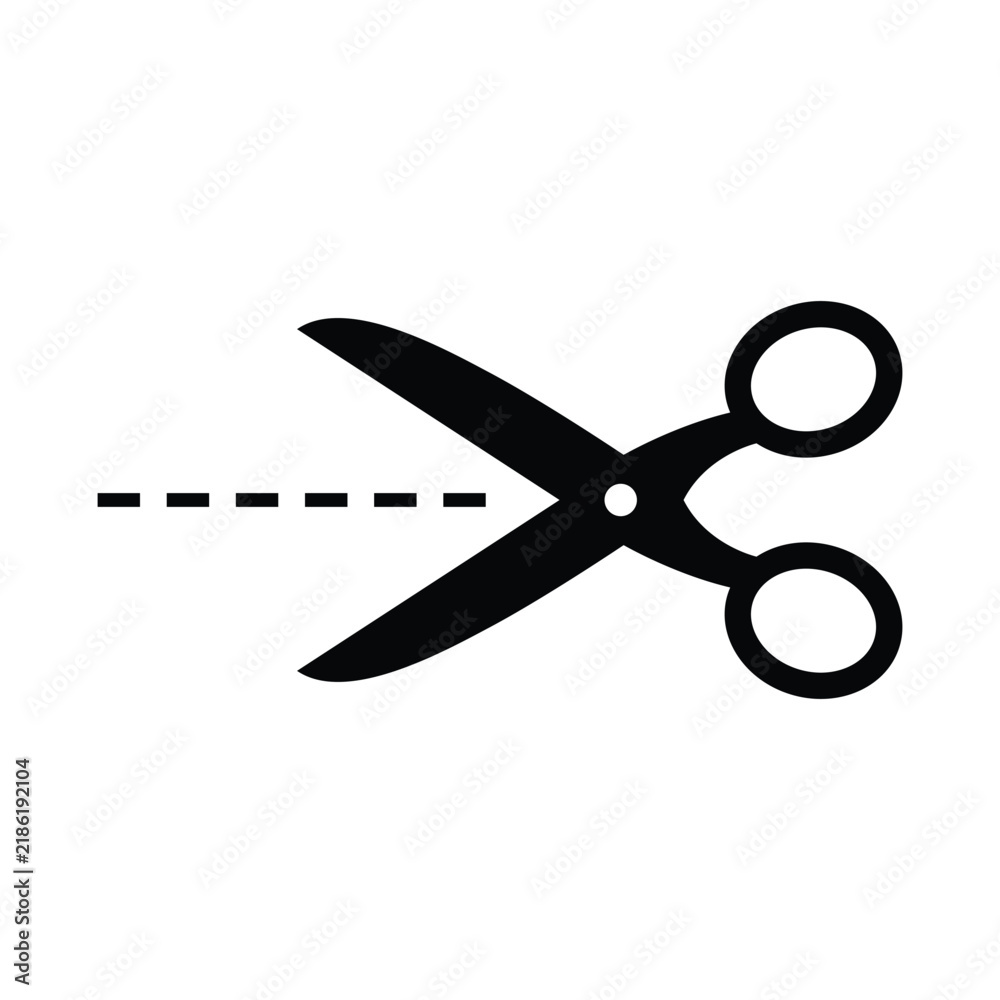 Fotografía Scissors cutting dashed line vector icon isolated on white background for discou