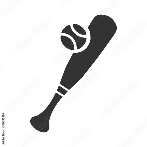 Baseball Bat and Ball Icon Isolated on White Background