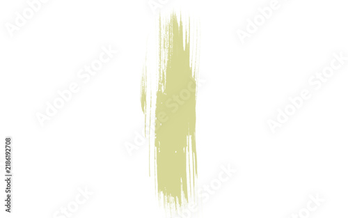 Foto Sage green watercolor brush stroke, vertical olive paint smear on white backgrou
