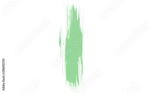 Canvastavla Mint green paint stroke on white background, textured pastel brush smear, artist