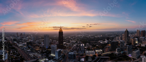 Atlanta skyline aerial panorama at colorful dusk