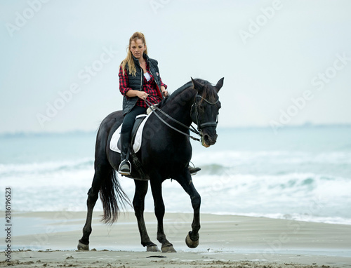 Cuadro en lienzo riding girl and horse