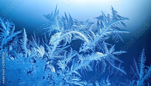 Frozen blue ice crystal formations naturally.