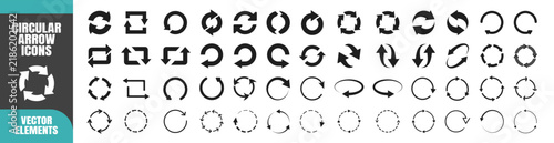 Obraz na płótnie arrow, circular, icon, set, vector, rotation, refresh, reload, loop, cycle, rotate, direction, clockwise, counterclockwise, update, repeat, return, turn, round, circle, curved, motion, navigation, syn