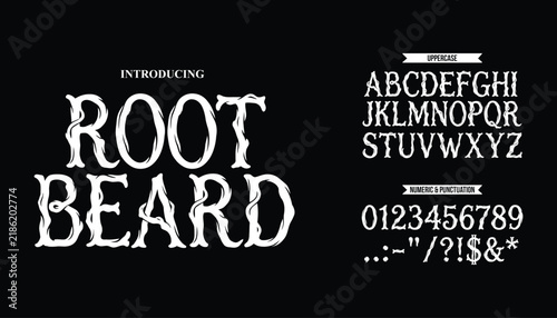 Vintage rustic display font with gnarly wood texture for organic branding