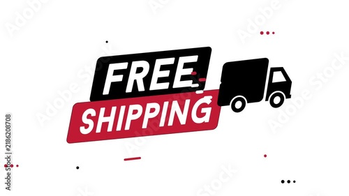 Free Shipping Badge Animation with Delivery Truck for Online Shopping