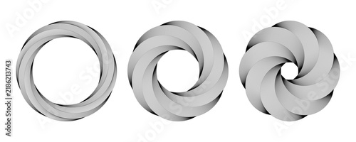 Fototapeta Abstract spiral circle shapes, geometric line art vortex pattern design elements. Vector set