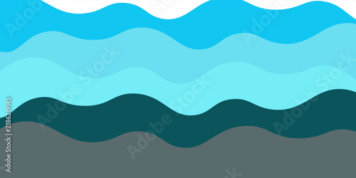 Abstract Layered Ocean Waves Background in Blue and Teal Tones for Modern Design Illustration