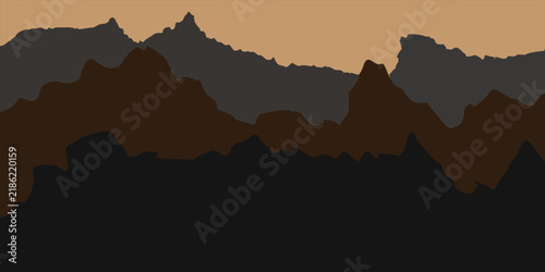 Minimalist Layered Mountain Silhouette at Desert Sunset With Earth Tone Sky and Canyon Ridges