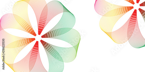 Colorful Abstract Floral Ribbon Swirl With Gradient Lines on White Background