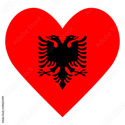 Canvastavla Albanian flag in the shape of a heart
