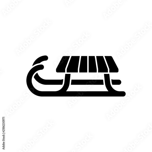 Black minimalist sled icon representing winter sports and outdoor holiday recreation activities
