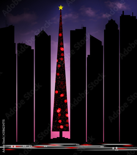 CITY CHRISTMAS- A Christmas tree is seen among  skyscrapers in an illustration about Xmas in the city.