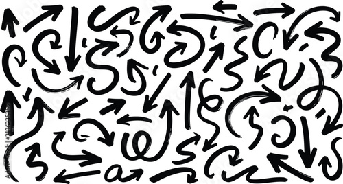 Sketched directional arrows with assorted black pointers