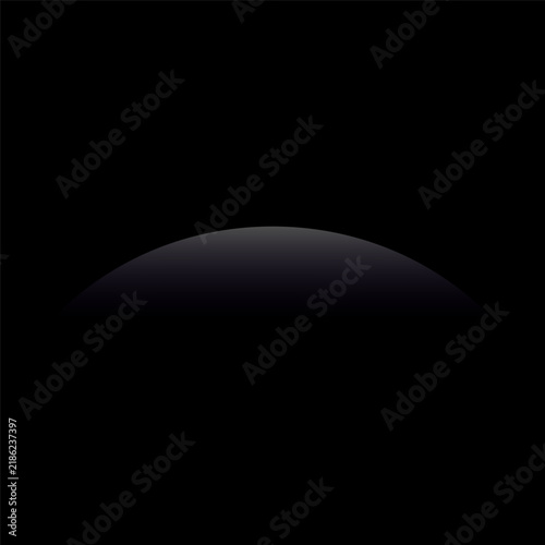 Dark Abstract Glowing Horizon Dome on Black Background. White curve  effect 