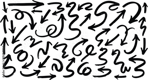 Hand drawn pointer symbols with assorted black pointers