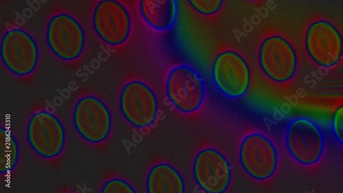 Canvastavla Abstract dark futuristic background with colorful chromatic aberration dot patte