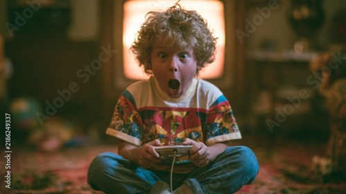 80s kid playing on his old console
