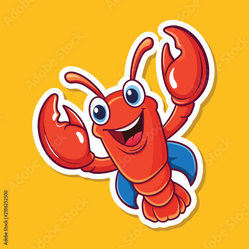 Cartoon lobster in a welcoming pose