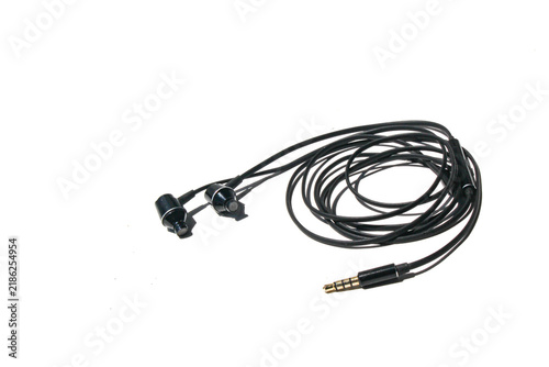 Fotografie Black wired in-ear headphones with 3.5mm audio jack
