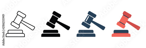 Konstfotografi Judge gavel icon featuring flat and outline styles for law, justice, court decis