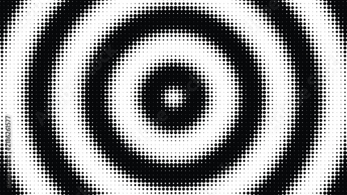 Foto Monochrome circular halftone ripple pattern creating an hypnotic optical illusio