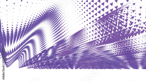 Vibrant purple triangular halftone wave pattern creating an artistic digital texture for contemporary graphic design projects