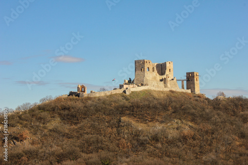 The majestic Csesznek Castle (Cseszneki vár), spectacularly located on a limestone peak in the Bakony Mountains of Hungary