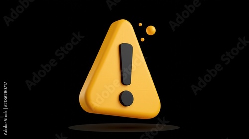 Fototapeta kuchenna Yellow warning triangle with an exclamation mark signals caution.