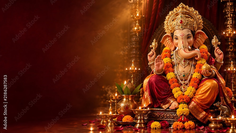 Fototapeta premium Bal Ganesh, Ganpati Bappa, Ganesh, Ganpati, Lord Ganesh, Lord Ganesha, Ekdant, Ekadanta, Vakratund, Vakratunda, Vinayak, Vinayaka, Chintamani, Ganesh Chaturthi, Ganpati Chaturthi, Vinayak Chaturthi, G