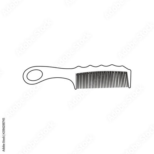 Simple line art illustration of a comb on a white background.