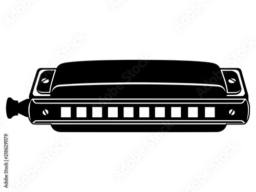 Foto Mouth Organ Harmonica Vector, Blues Music Instrument Graphic